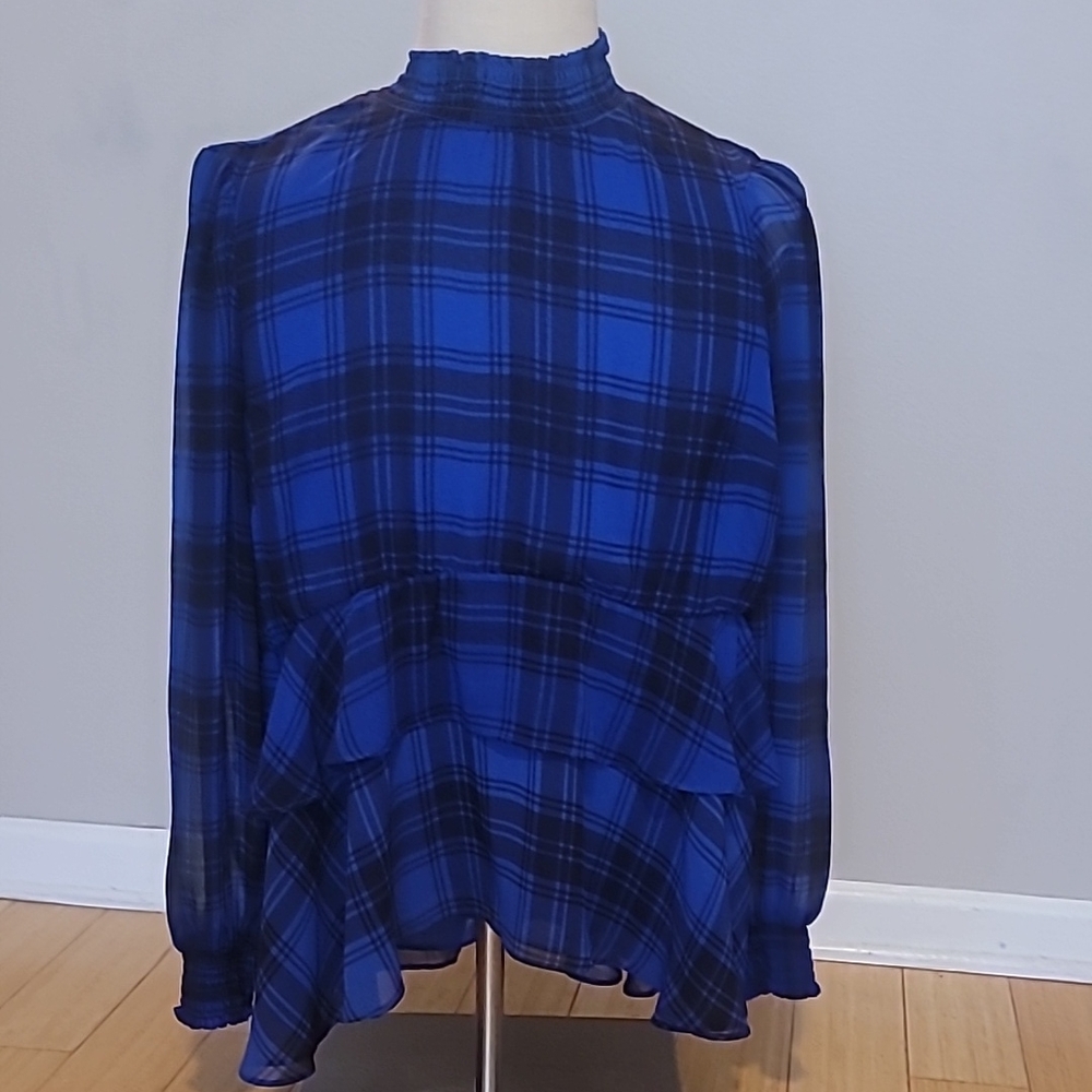 Blue peplum LS Blouse